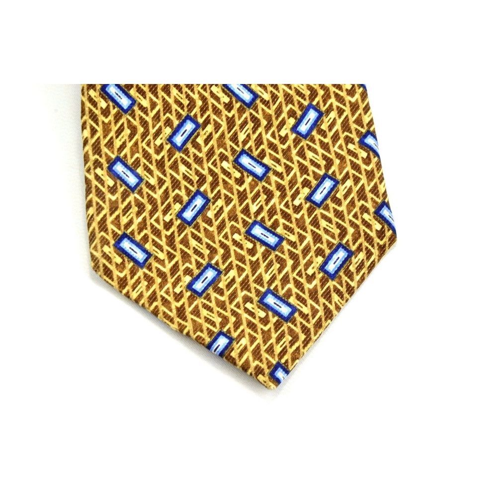 JOS.A.BANK Corporate Collection Silk Hand Sewn Neck Tie Gold Blue Geo‎ Pattern - Picture 2 of 3